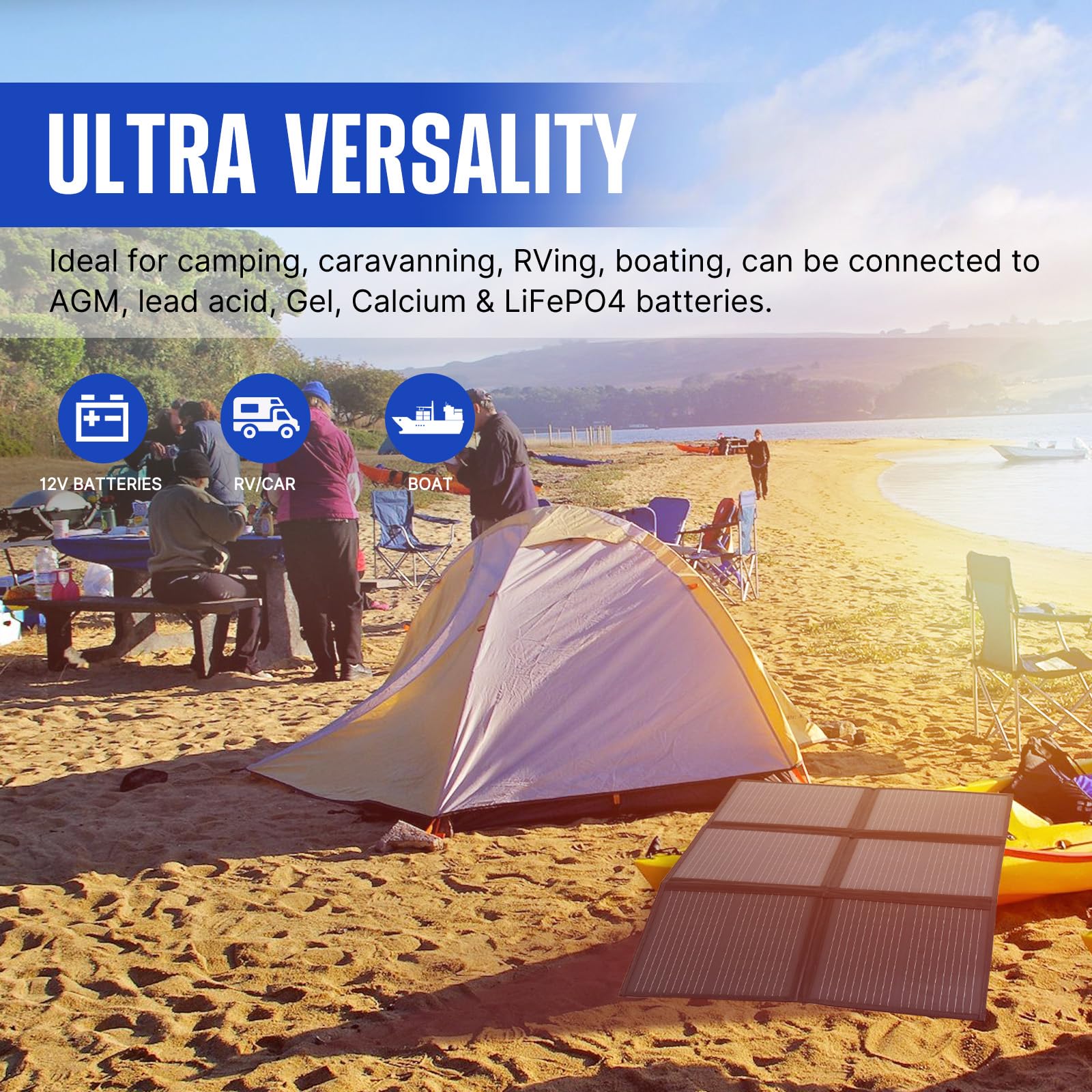 ATEM POWER 120W Portable Solar Panel Kit - Foldable Monocrystalline Solar Charger with 20A MPPT Controller & USB Output for RV, Camping, Off-Grid Power (Charges 12V Batteries/Power Stations) - Perfect for Outdoor Adventures, Emergency Backup & Sustainable Energy Solutions