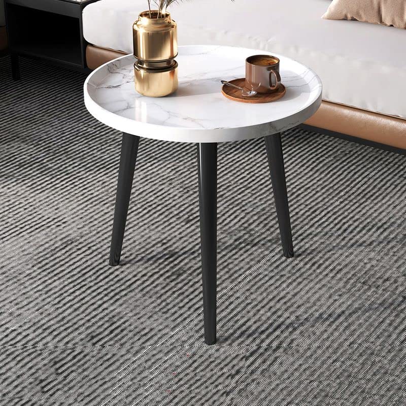 Modern Small Coffee Table with 3 Legs - Wooden Cocktail Table, Farmhouse Retro Accent Center Table for Living Room, Bedroom & Office - Easy Assembly, White (19