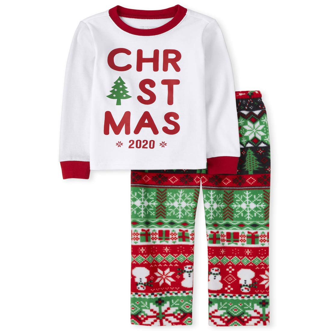 The Children's Place Baby Girls' Christmas Pajama Set - 2-Piece Holiday Pajamas with Cute Print | Soft & Comfortable for Infants & Toddlers | Perfect for Christmas Eve, Family Photos & Holiday Celebrations