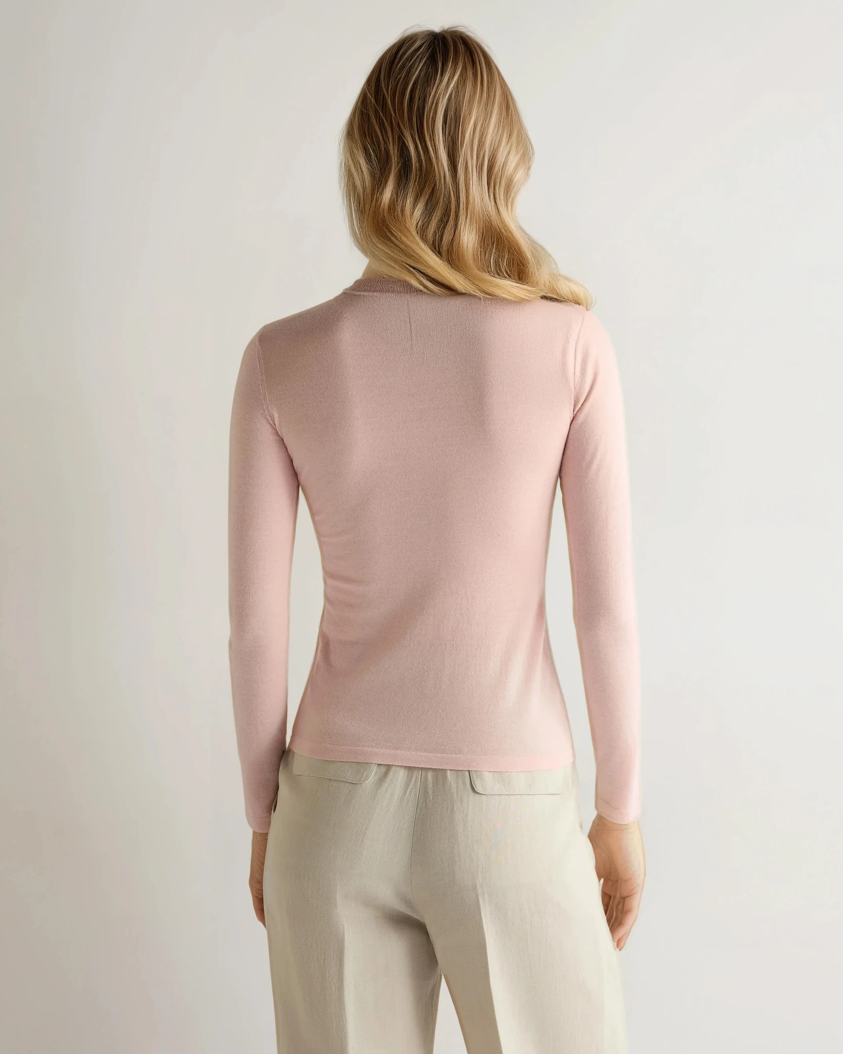 Premium Women's Cashmere Sweater - Soft Round Neck Blush Pink Top for Winter Warmth & Casual Elegance | Perfect for Office, Dates & Cozy Evenings