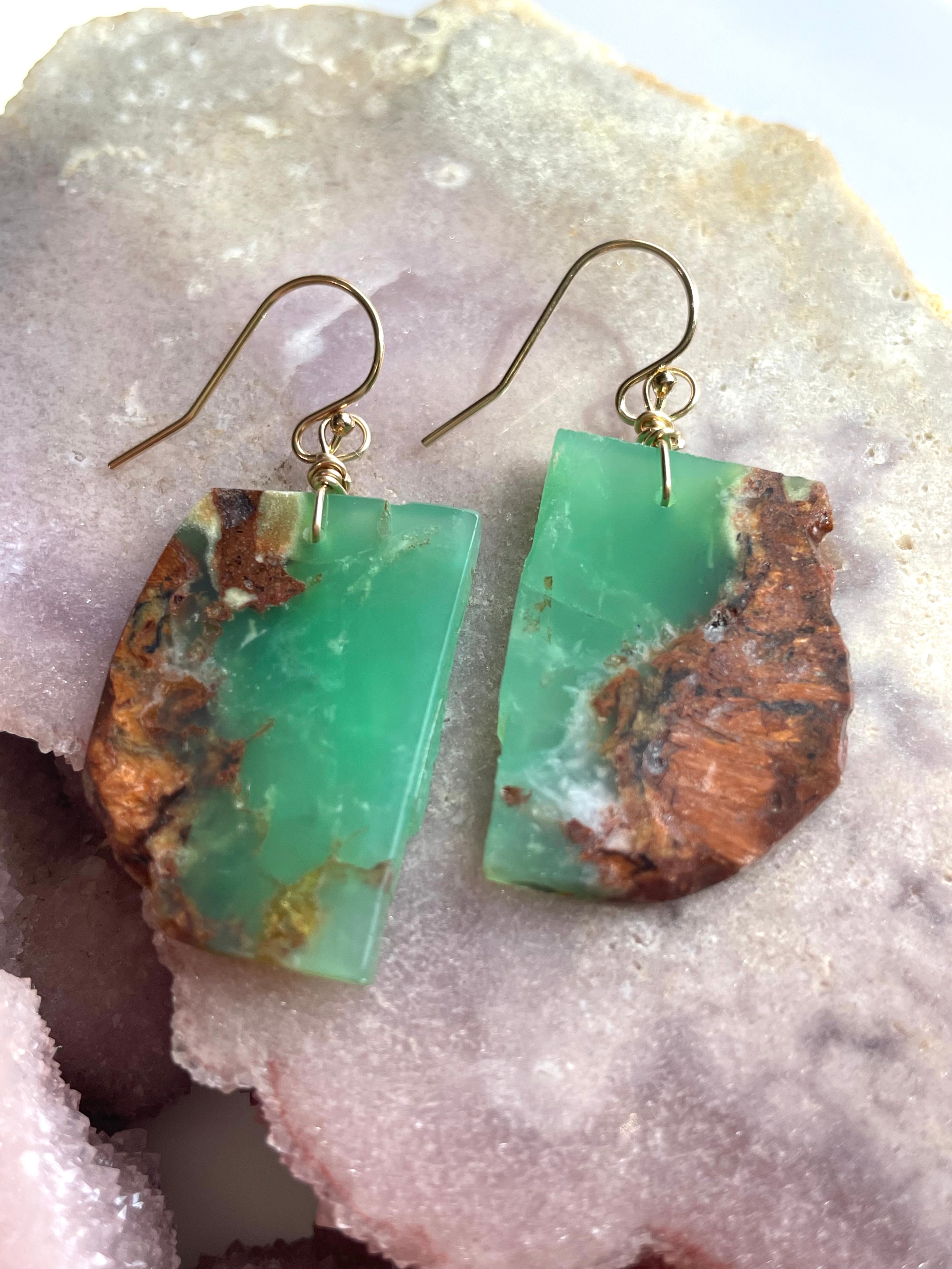 Chrysoprase Statement Earrings - 14K Gold Filled Dangle Earrings for Women | Elegant Jewelry Gift for Birthday, Anniversary & Special Occasions
