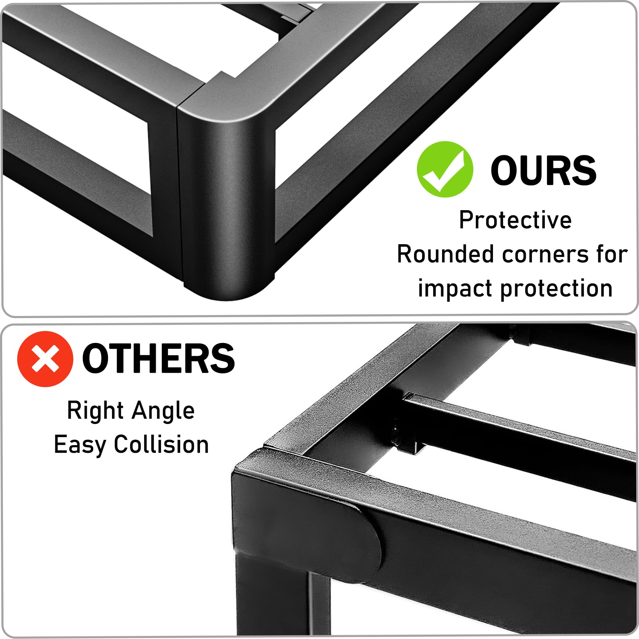 10 Inch Heavy Duty Metal King Bed Frame - 3500 LBS Capacity, Anti-Bending Round Corner Legs, Steel Slat Support, No Box Spring Needed | Quiet, Easy Assembly Platform Bed for Master Bedroom & Guest Rooms