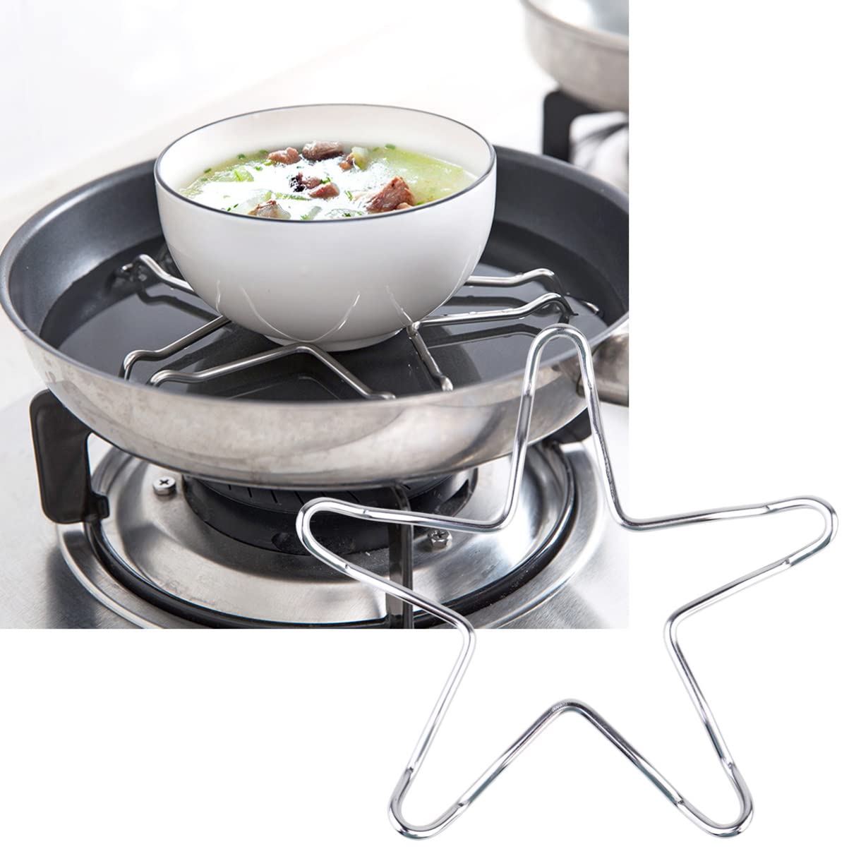 Cast Iron Stove Rack & Trivet - Heavy Duty Stainless Steel Pot Holder with Non-Slip Base, Wok Stand & Gas Ring Reducer for Cooking, Grilling & Serving - Perfect for Gas Stoves, Camping & Outdoor Kitchens