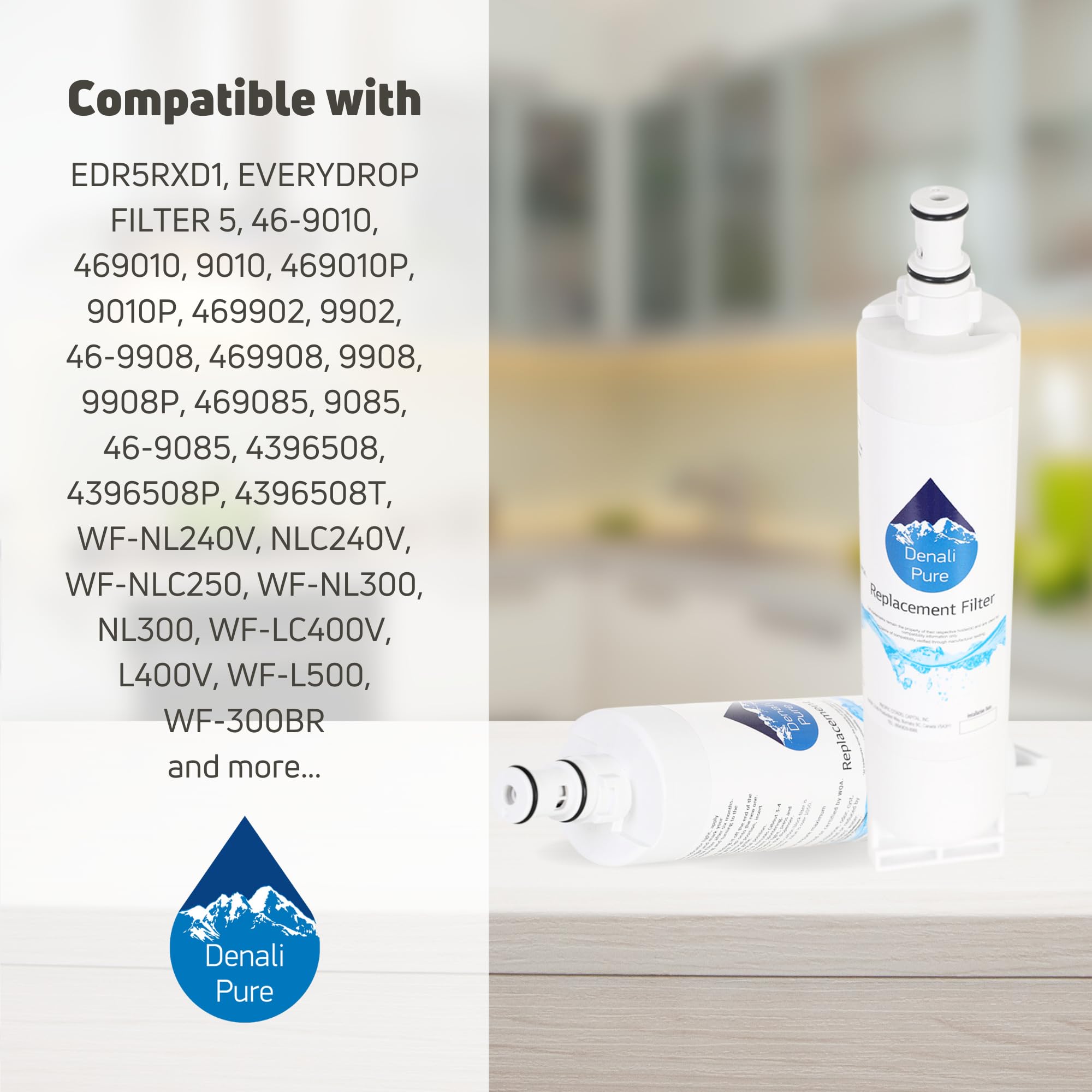 KitchenAid Refrigerator Water Filter Replacement - Compatible with KSRG25FKSS, 4396508, 4396509, 4396510 | High-Quality Fridge Water Filter Cartridge | Perfect for Clean Drinking Water & Ice Maker