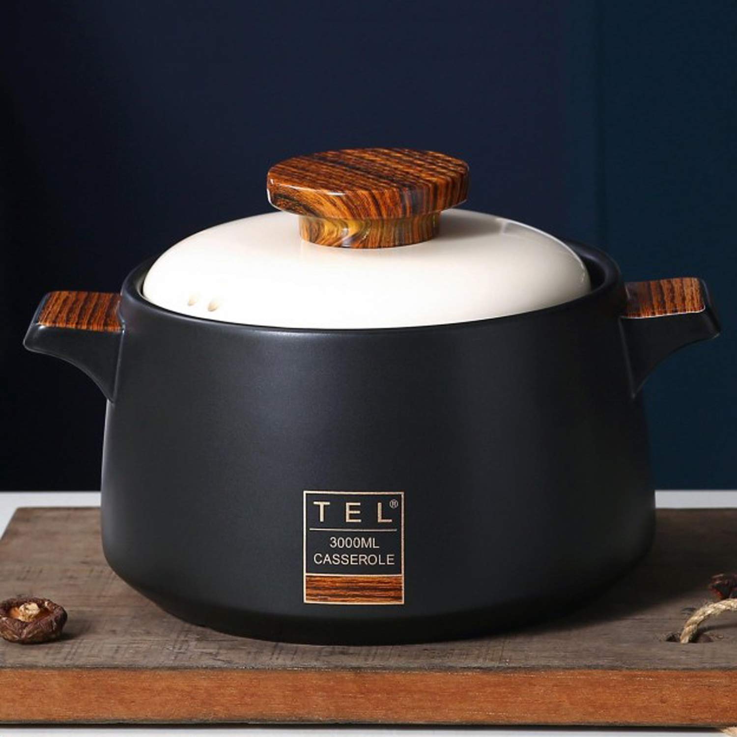 5.3-Quart Ceramic Casserole Pot with Bakelite Handle - Nonstick, Heat Resistant Clay Cookware for Soup & Stew | Perfect for Stovetop, Oven & Serving | Includes White Lid