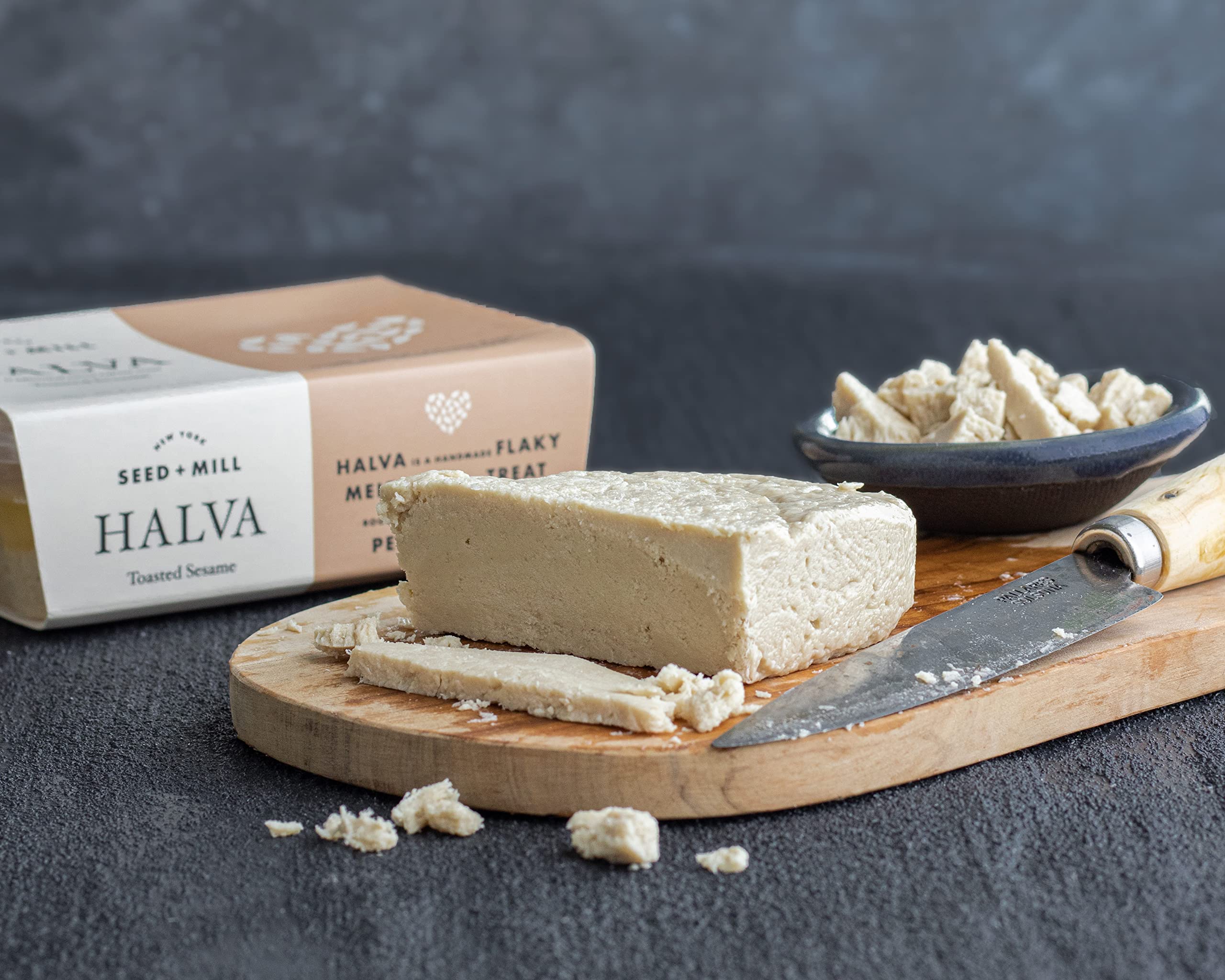 Organic Halva Candy - Vegan, Kosher, Gluten-Free Toasted Sesame Treat - Soft & Fudgy Middle Eastern Dessert Made from 100% Sesame Paste - Perfect for Snacking, Gift Giving & Healthy Dessert - 8 oz Pack