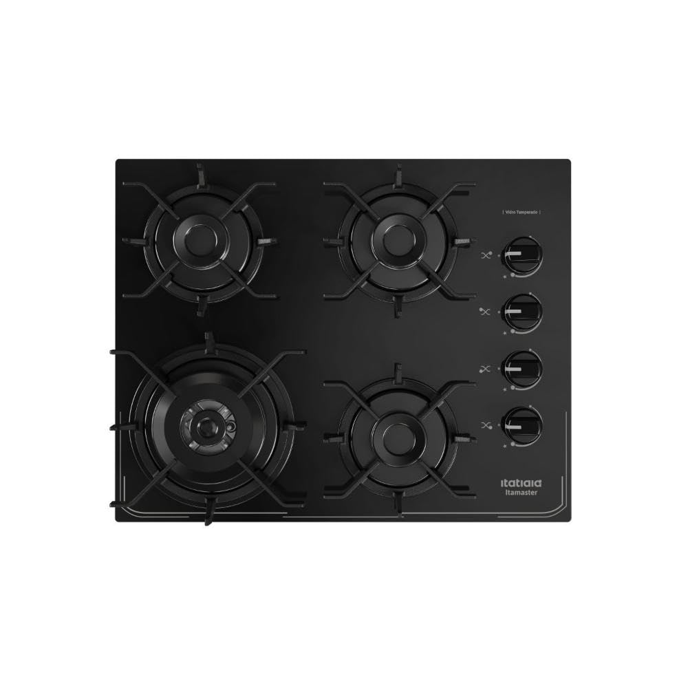 Itatiaia Itamaster 4-Burner Gas Cooktop with Triple Flame & Auto Ignition - Black, Bivolt - Perfect for Home Kitchens & Outdoor Cooking