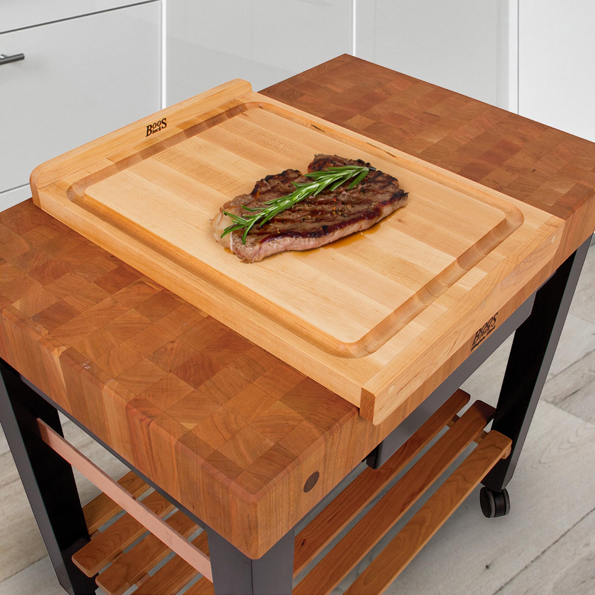 John Boos Large Reversible Maple Wood Cutting Board with Juice Groove - 1.25-Inch Thick, 23.75