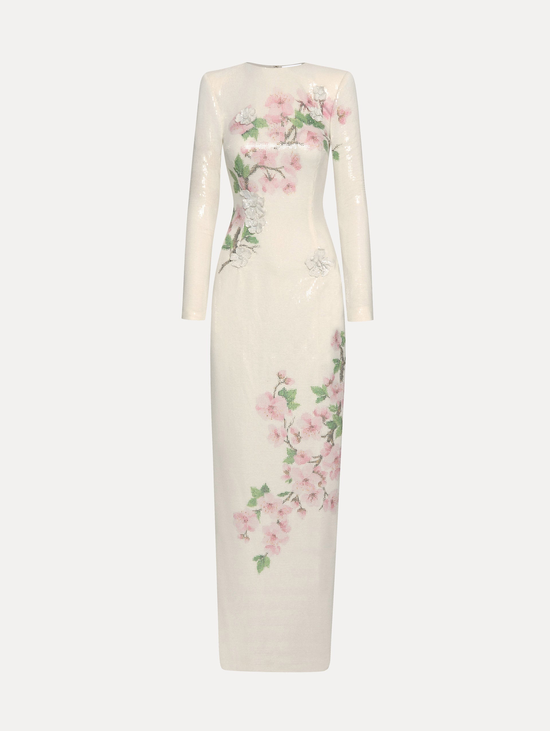 Elegant Sequin Jersey Cherry Blossom Gown - Women's Formal Evening Dress for Prom, Wedding & Special Occasions