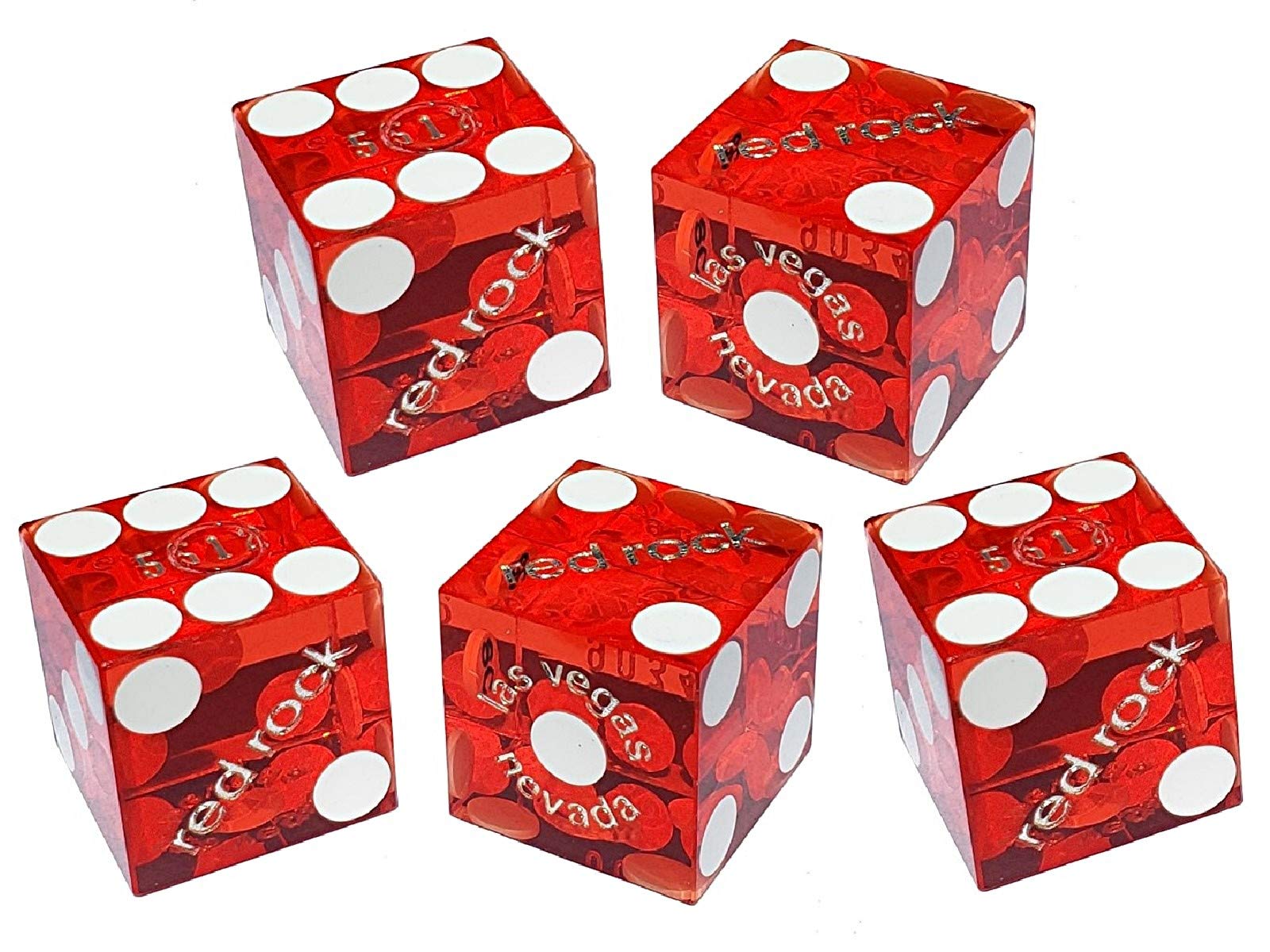 Authentic Las Vegas Craps Dice Set - 5pcs 19mm Casino Dice with Boat & Pouch for Gaming & Collecting
