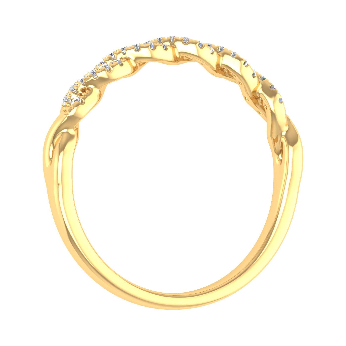 1/10 Carat Twisted Diamond Wedding Band Ring - 10K Solid Gold for Women - Elegant Bridal Jewelry for Engagement, Anniversary & Special Occasions