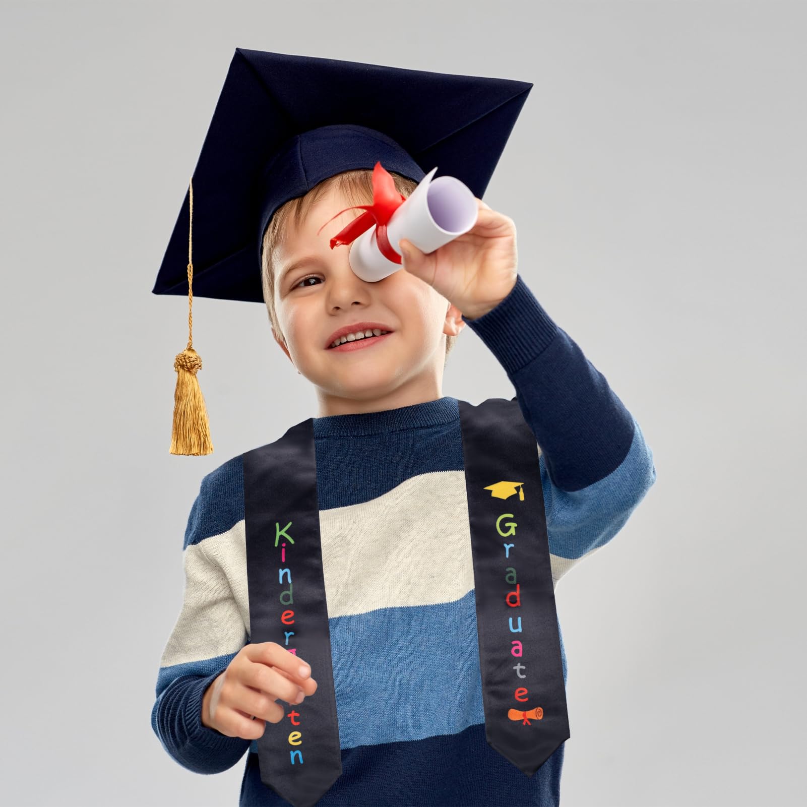 Unisex Kids Graduation Stole - Kindergarten Printed Honor Scarf for Graduation Ceremony | Perfect for Preschool, Elementary & Graduation Celebrations