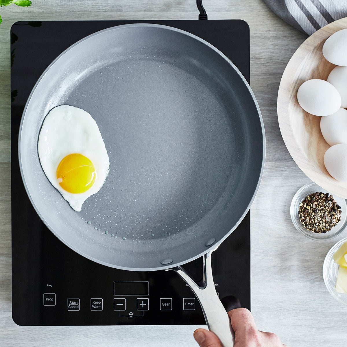 Valencia Pro Ceramic Nonstick Frypan Set - 8, 9.5 & 11 Inch Gray Cookware for Healthy Cooking | Perfect for Frying, Sautéing & Stir-Frying