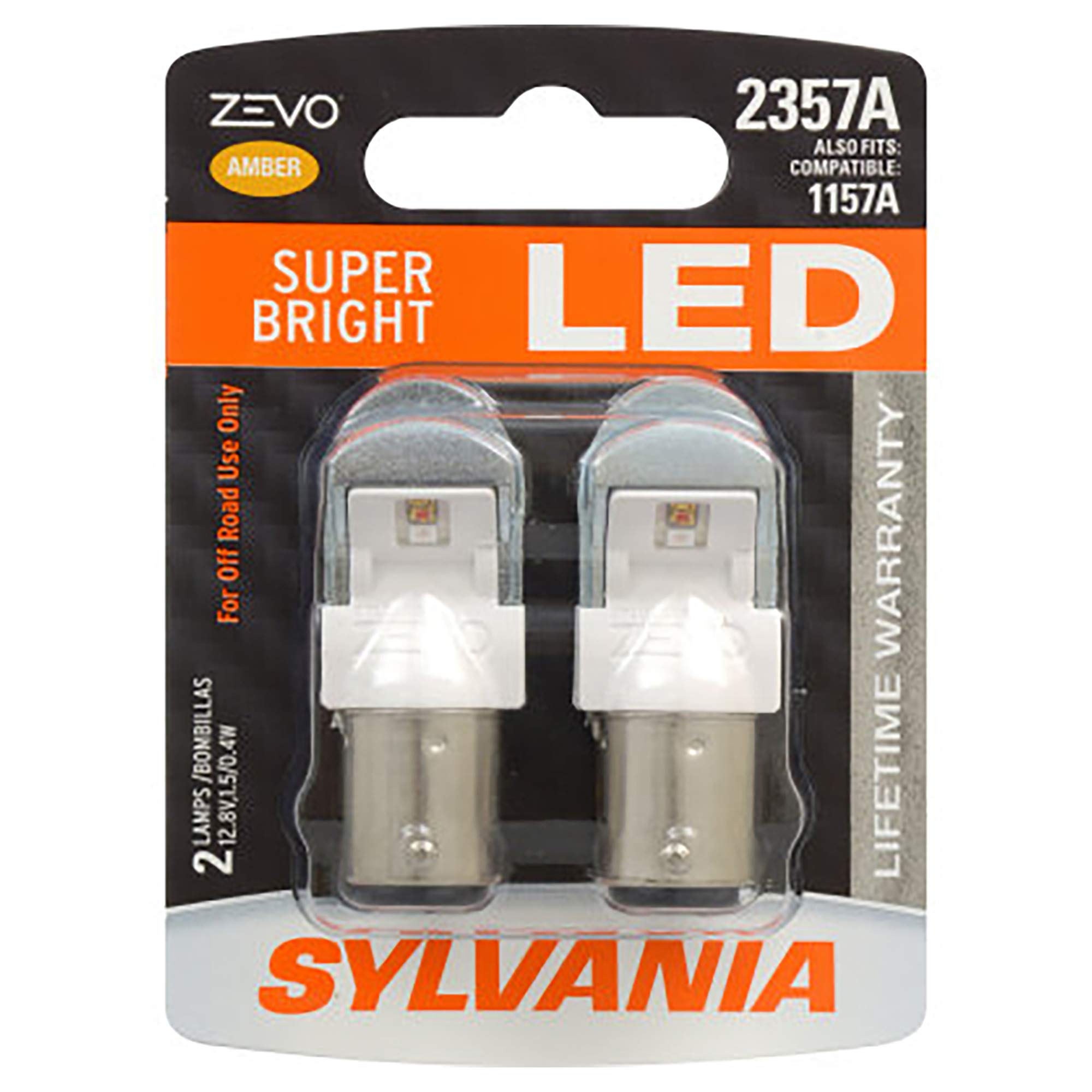 SYLVANIA 2357 ZEVO LED Amber Bulb - Bright Park & Turn Lights (2-Pack) for Cars & Trucks