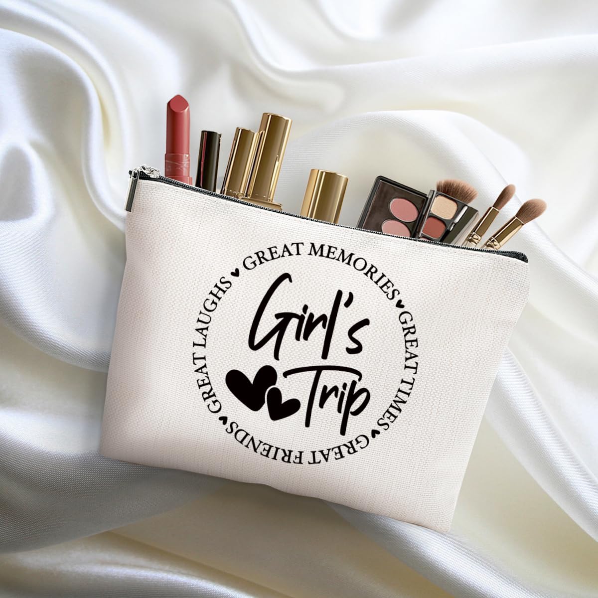 3-Piece Girls Trip Gift Set - Funny Makeup Bags for Best Friends, BFF Weekend Getaway & Vacation Essentials - Perfect Friendship Gifts for Women, Graduation & Wedding Toiletry Bags (Great for Beach Trips, Bachelorette Parties & Girls' Night Out)