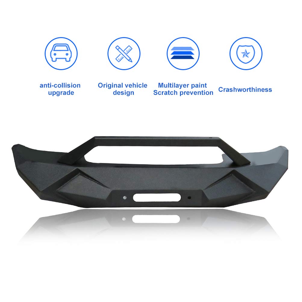 ECCPP Heavy Duty Front Bumper with Winch Plate for 2007-2018 Jeep Wrangler JK - Off-Road Adventure & Rock Crawling Protection