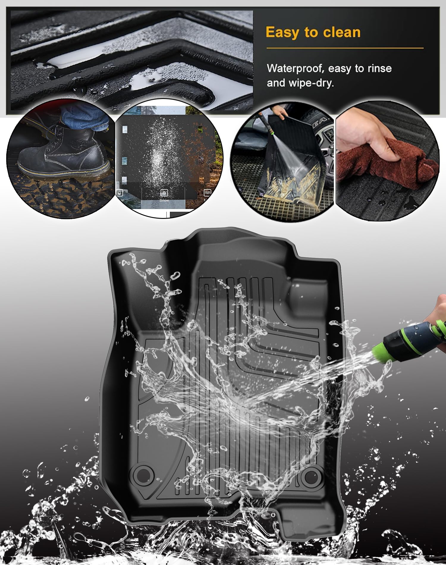 2023-2025 Honda HR-V Custom Fit TPE All-Weather Floor Mats - Full Set for Sport/LX/EX-L Models - Front & Rear Row Car Floor Liners - Perfect for Winter Snow, Rain Protection and Daily Commuting