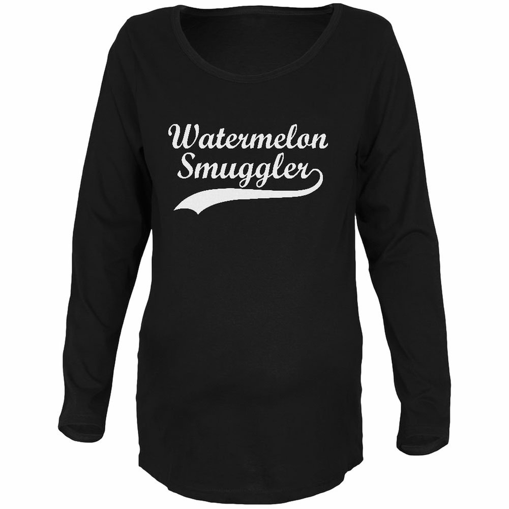 Old Glory Watermelon Smuggler Black Maternity Soft Long Sleeve T-Shirt - Small | Comfortable Pregnancy Shirt for Moms | Perfect for Casual Wear, Maternity Photos & Everyday Comfort