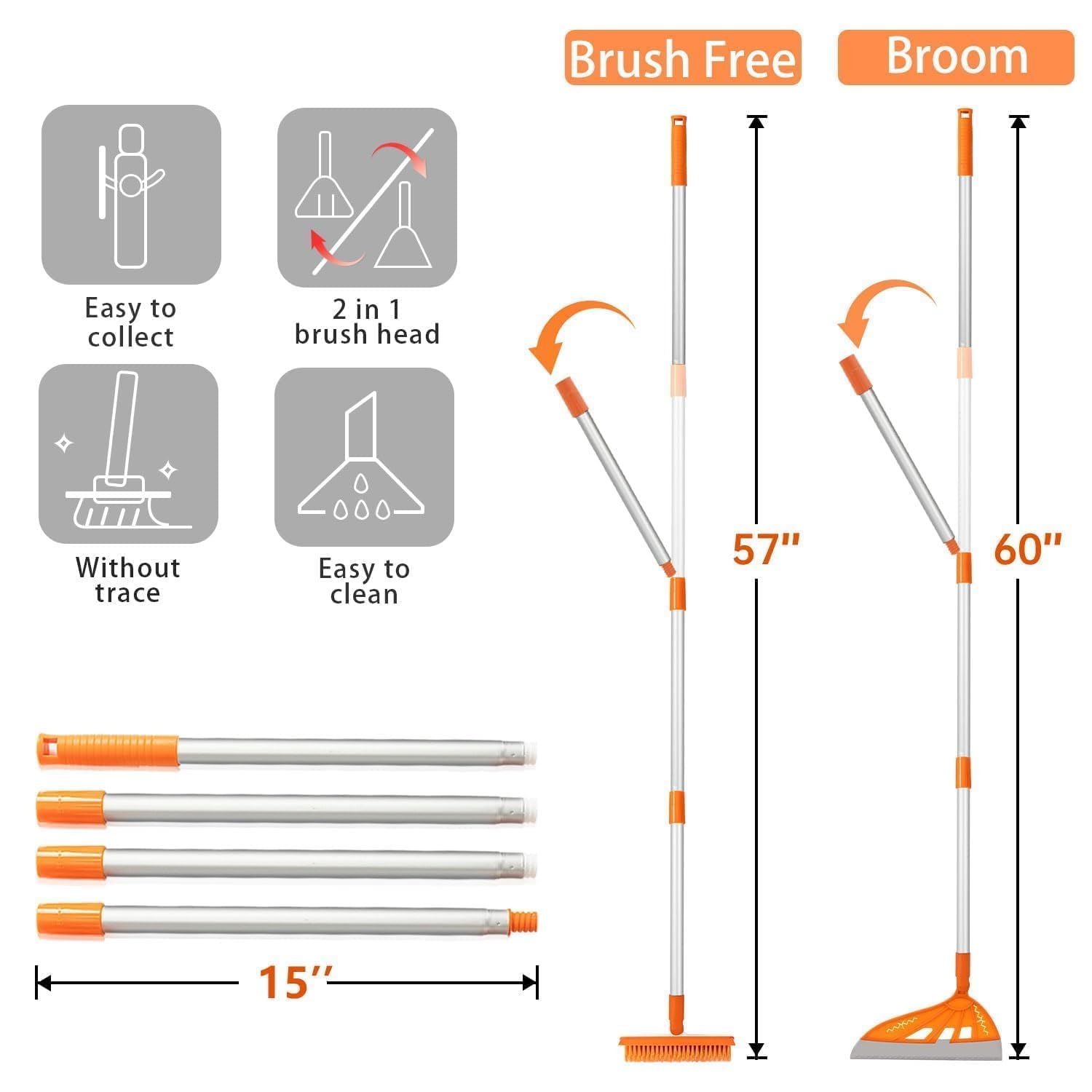 Magic Air Broom - 2-in-1 Silicone Floor Cleaner with V-Shape Brush for Pet Hair & Spills - Home & Office Use