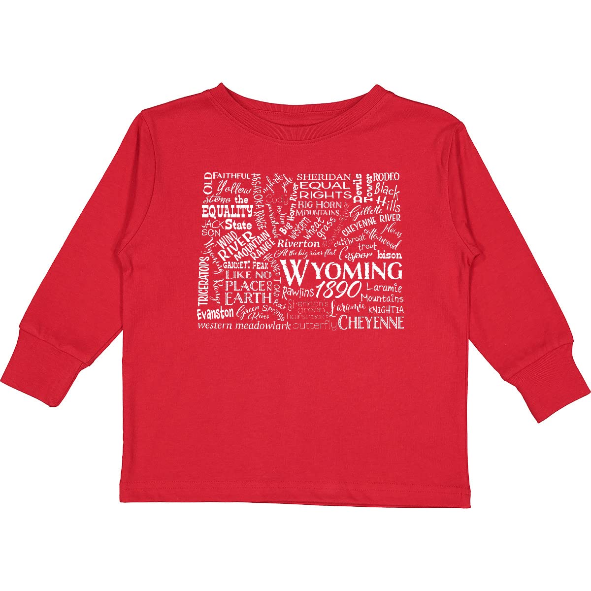 Inktastic Wyoming State Word Salad Toddler Long Sleeve T-Shirt - Cute Graphic Tee for Boys & Girls - Perfect for School, Playdates & Family Outings