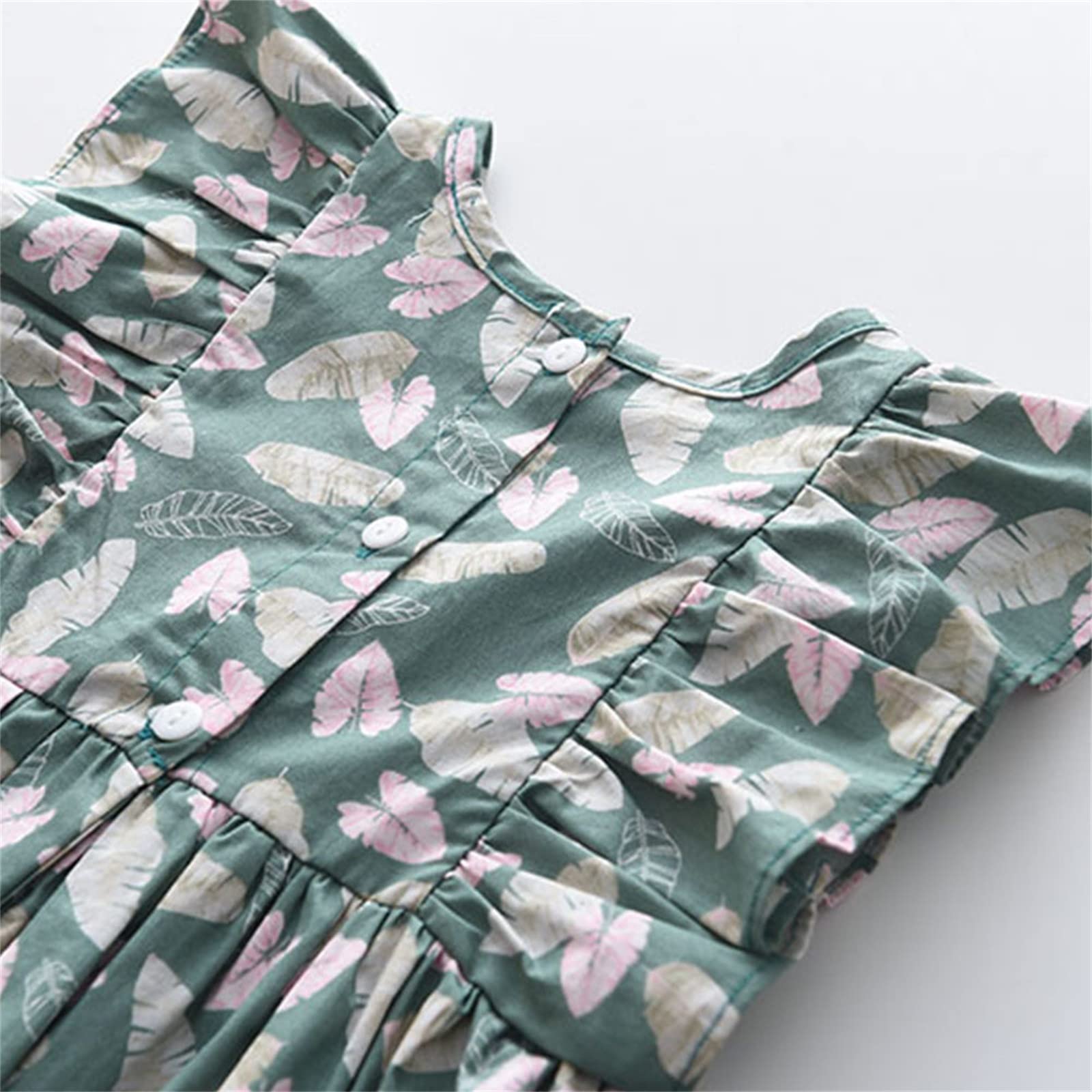 Floral Sleeveless A-Line Ruffle Summer Sundress for Toddler Girls - Cute Princess Dress for Beach, Party & Playtime