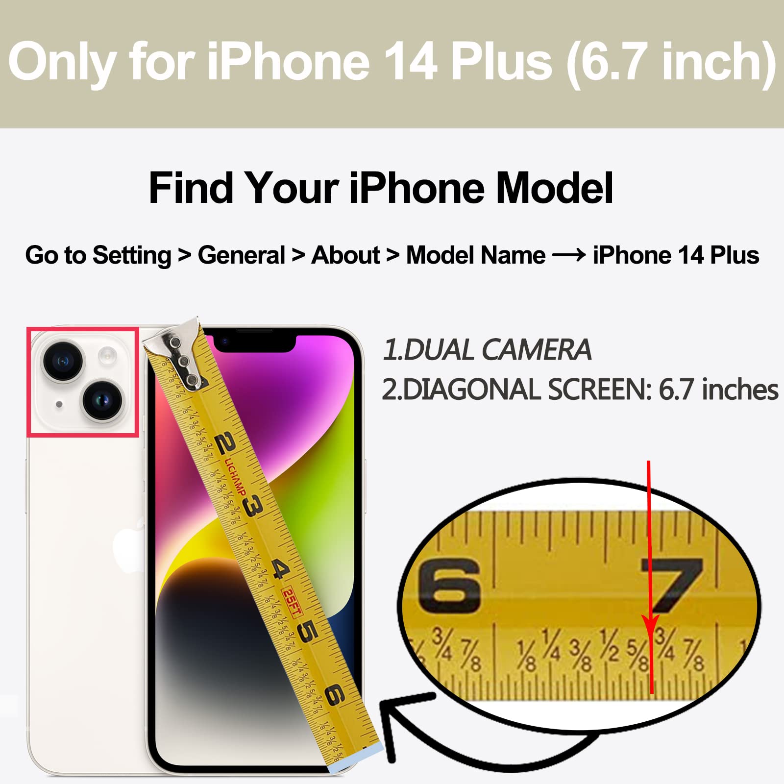 LAMEEKU RFID Blocking Leather Wallet Case for iPhone 14 Plus 6.7