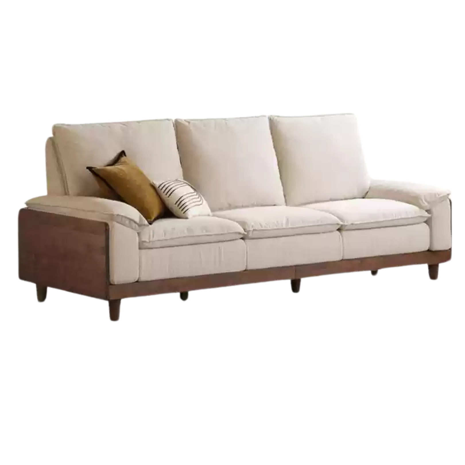 96.8x38.9x37.4 inch / 246x99.7x95cm / Rich Dark Walnut color / black walnut sofa imitation cotton and linen pear white