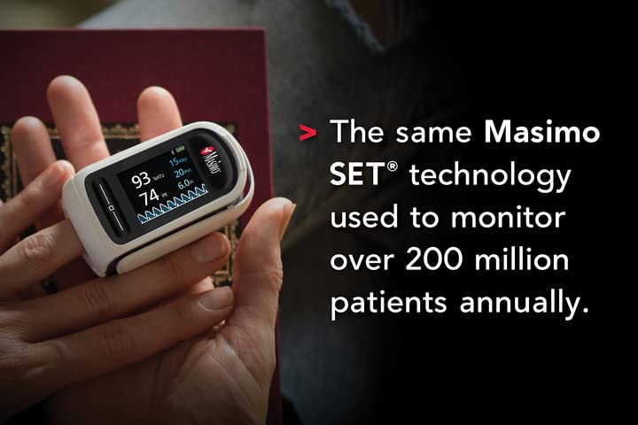 Masimo MightySat Fingertip Pulse Oximeter with Bluetooth - Accurate Blood Oxygen (SpO2) & Respiratory Rate Monitor, OLED Touchscreen, Long Battery Life - Ideal for Athletes, Pilots & Home Health Monitoring