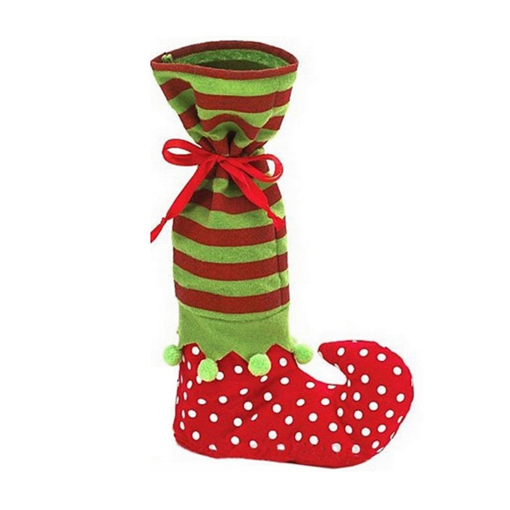 PRETYZOOM Christmas Elf Style Candy Socks Gift Bags - 3pcs Set (Green & Red) for Holiday Party Favors, Stocking Stuffers & Secret Santa Gifts