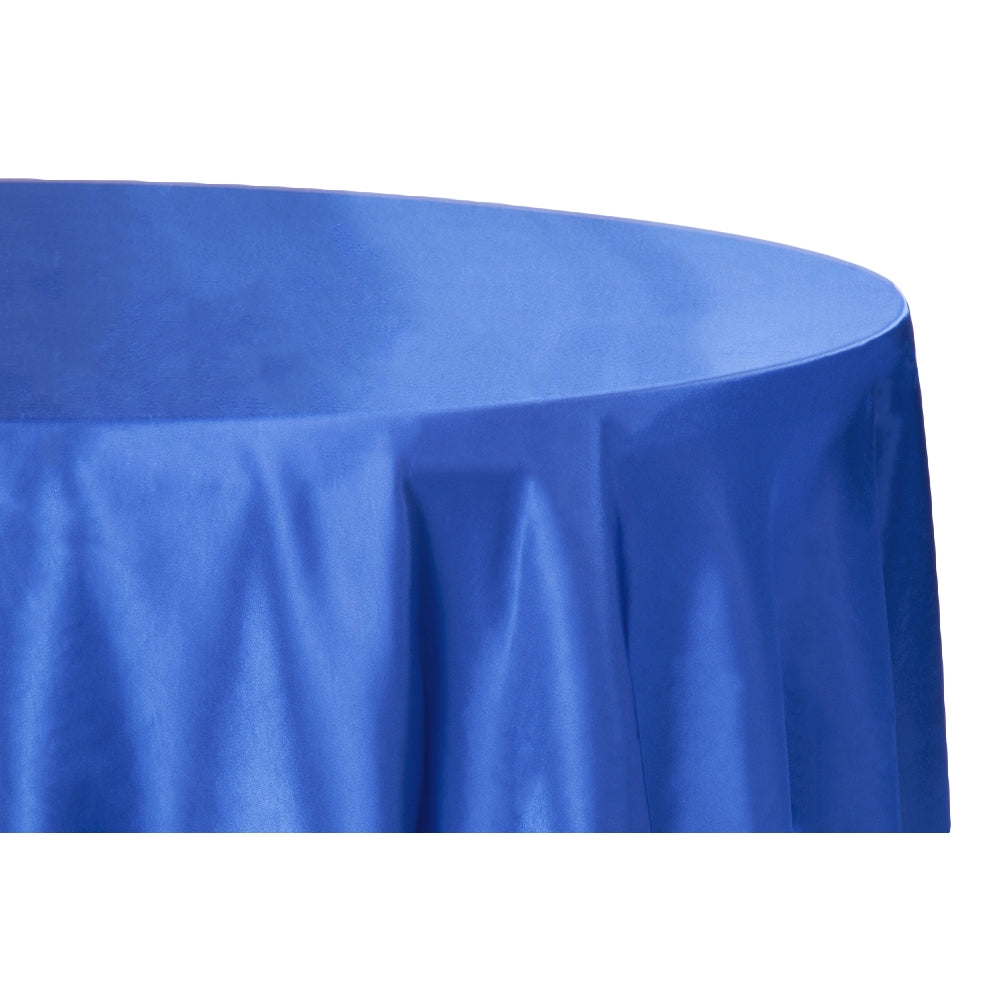 Royal Blue Satin 108-Inch Round Tablecloth - Elegant Formal Dining, Wedding, and Party Decor