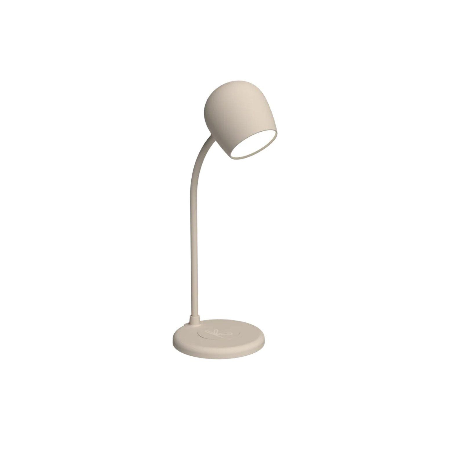 KREAFUNK Ellie Desk Lamp with Bluetooth Speaker & Wireless Charger - Modern Ivory Sand Color for Home Office, Bedroom, and Study Room Lighting