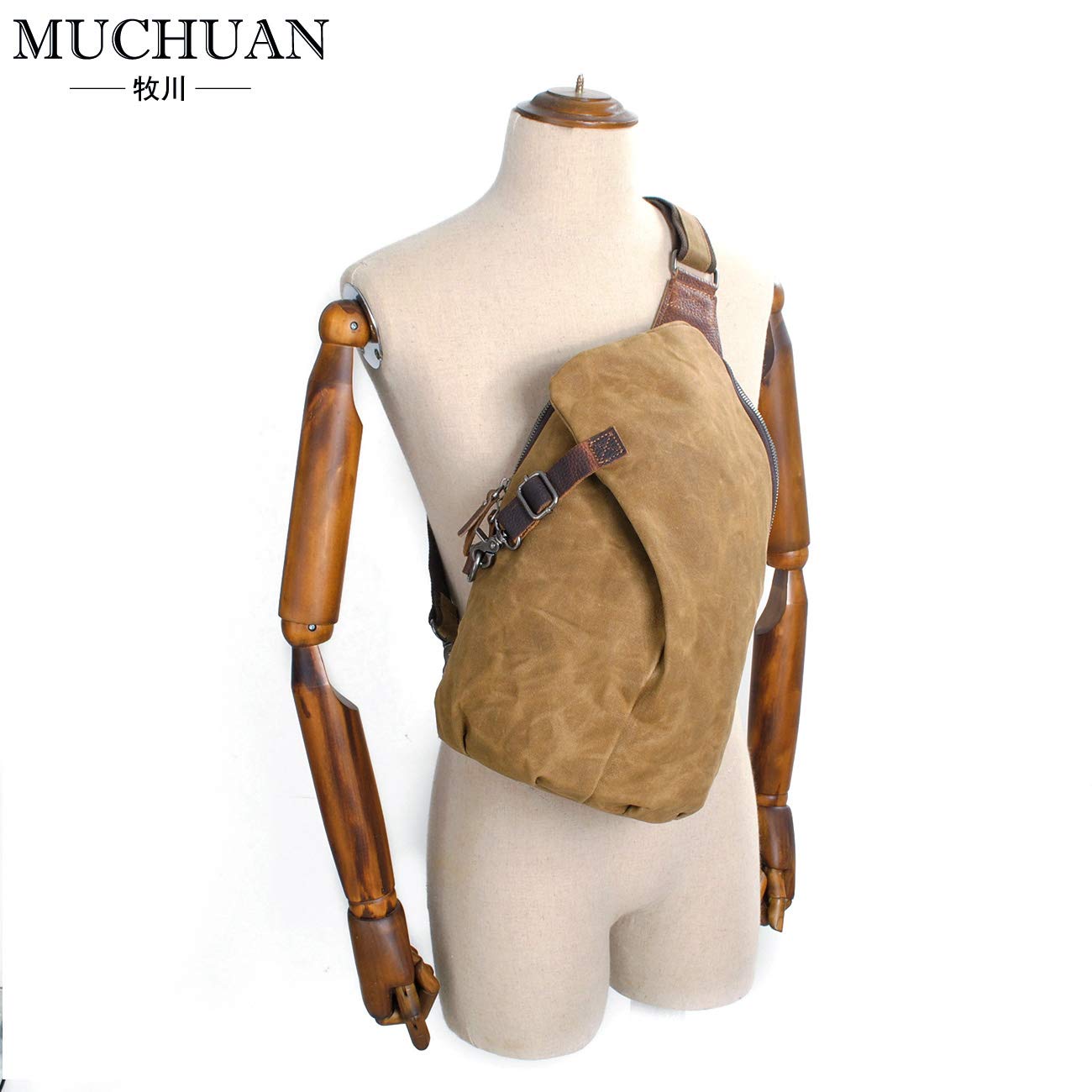Men's Waxed Canvas Sling Backpack - Durable Crossbody Bag for Travel, Hiking & Everyday Use | Casual Daypack for Work, School & Outdoor Adventures
