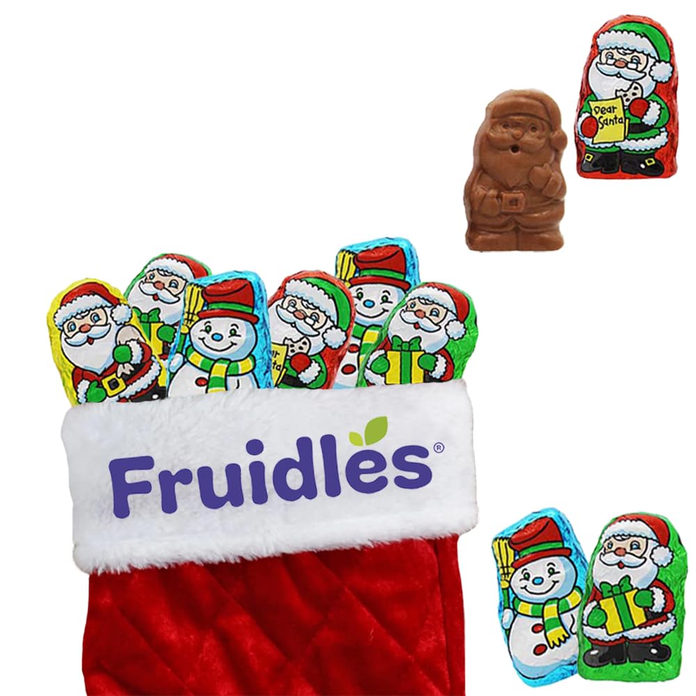 Fruidles Christmas Santa Helpers Milk Chocolate - Individually Wrapped Foil Candies, Resealable Party Bag (8oz) - Perfect for Stocking Stuffers, Holiday Treat Bags & Christmas Party Favors