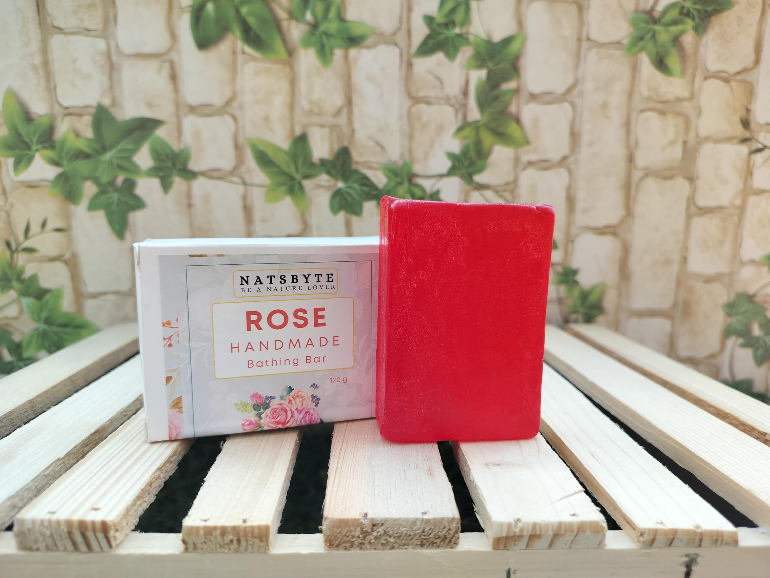 NATSBYTE Organic Rose Bath Soap - 100% Natural Handmade Chemical-Free Soap for Men & Women (3-Pack) | Gentle Cleansing for Sensitive Skin, Perfect for Daily Shower & Spa Relaxation