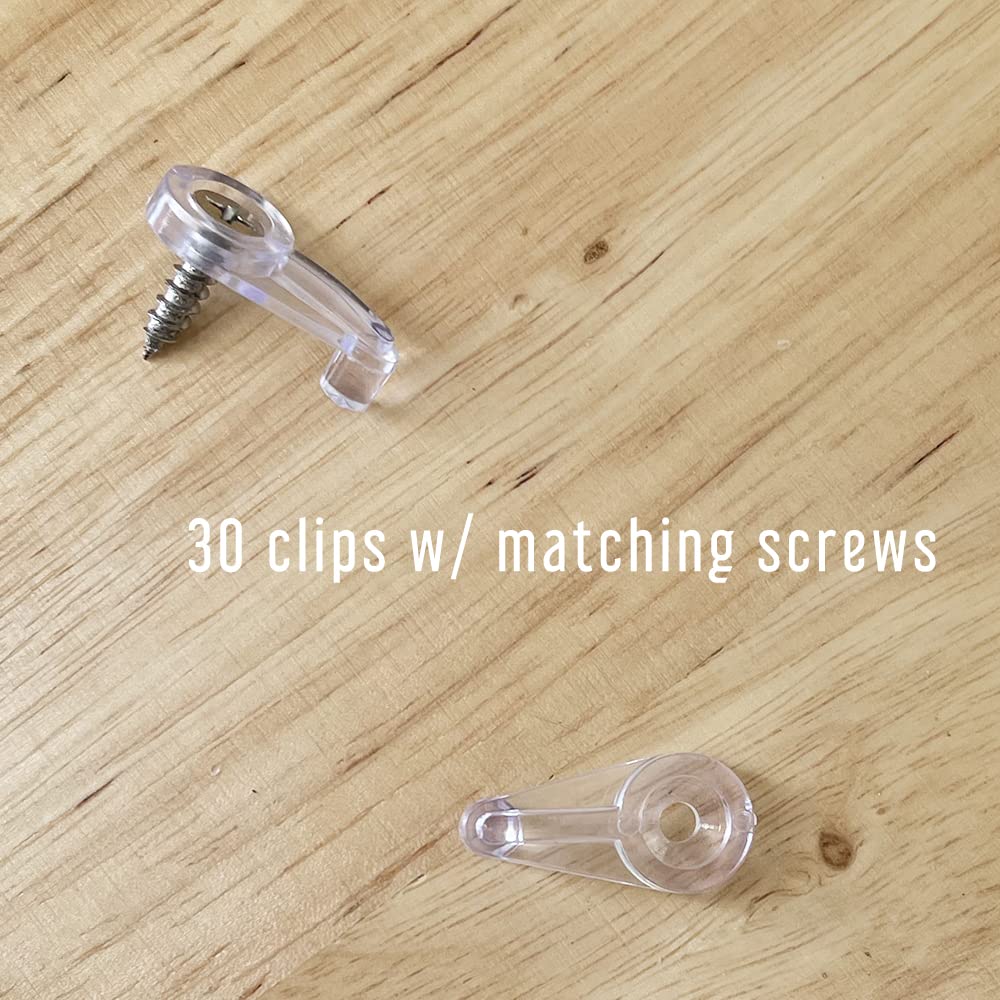 LLERRA 4mm Offset Glass Retainer Clips with Screws - 30 Pack Clear Cabinet Door Glass Fasteners for Secure Screen & Panel Installation in Kitchen, Bathroom & Office Furniture