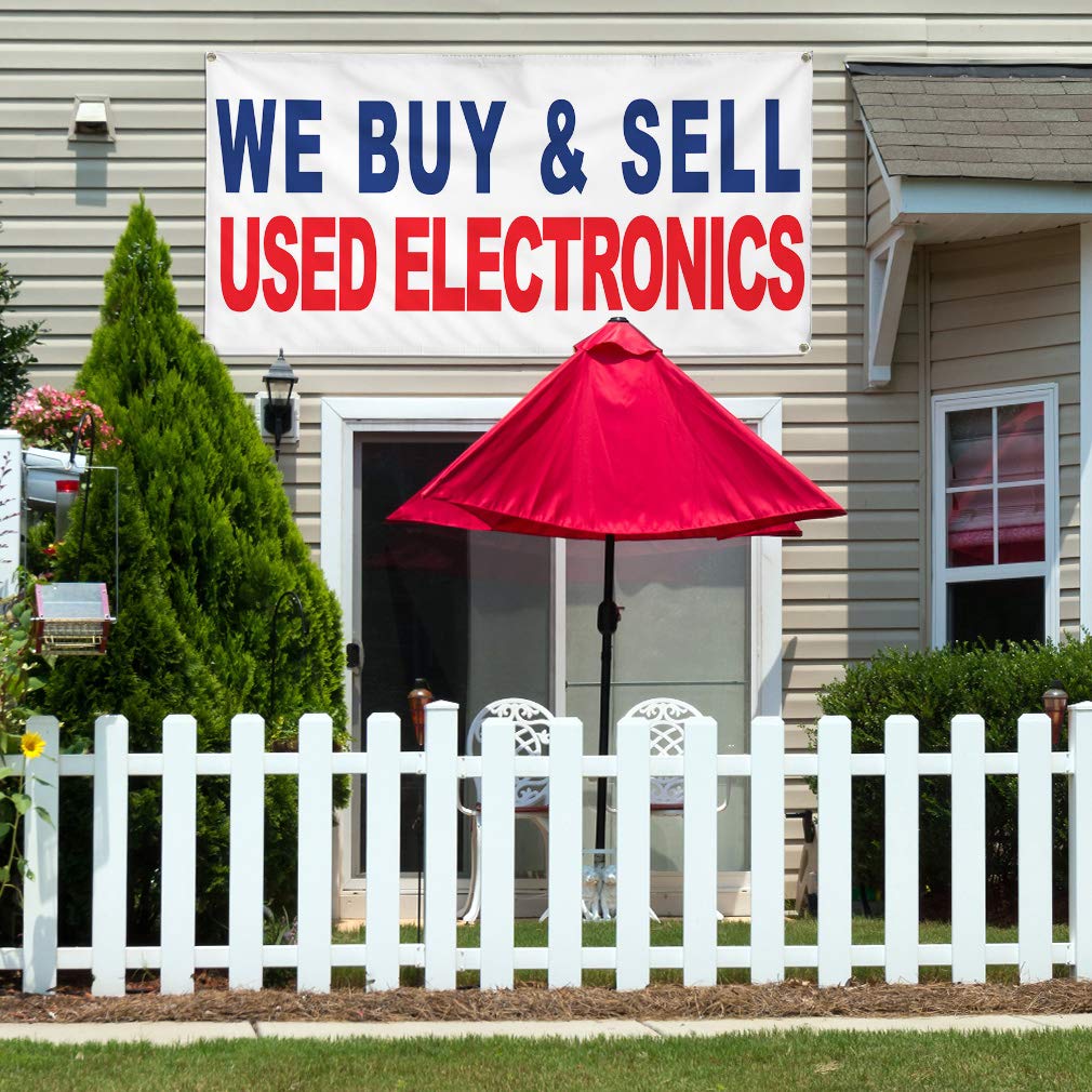 Premium Vinyl Banner - Multiple Sizes (60x144 Inches) | Weatherproof, Durable Outdoor Business Sign with 10 Grommets | Ideal for Yard Sales, Electronics Stores & Industrial Use | Available in Blue & Red