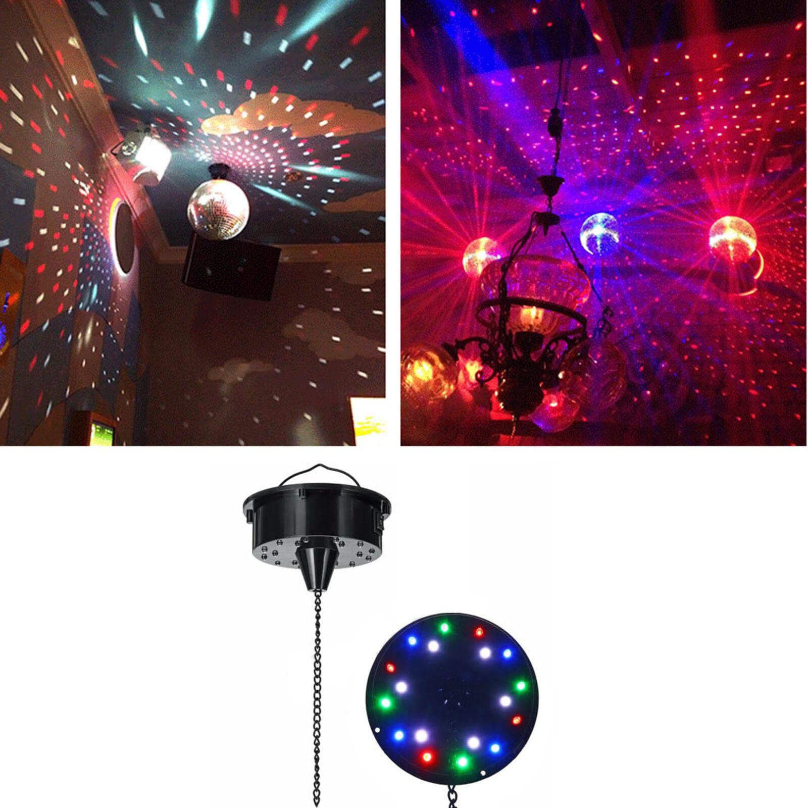 18 LED Sound-Activated Disco Ball with Rotating Glass Mirror - DJ Party Light for Nightclubs, Dance Floors & Home Dance Parties