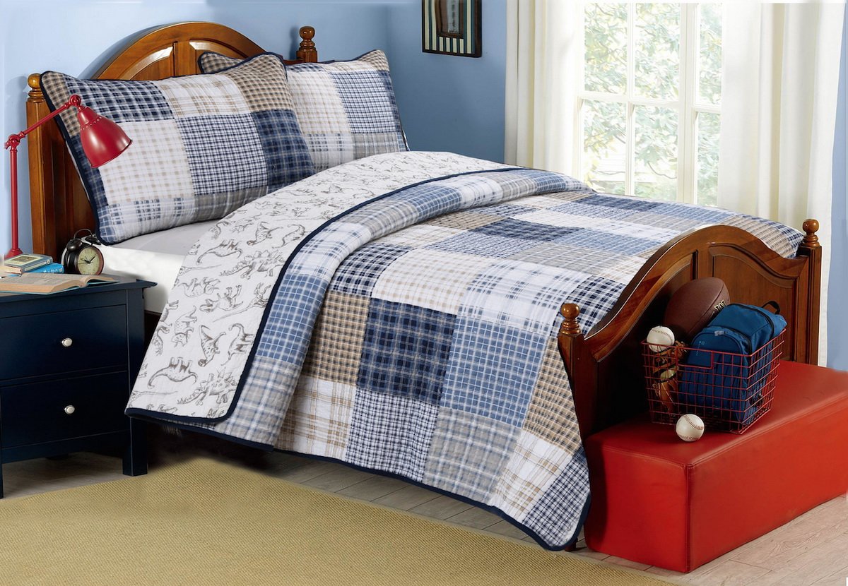 100% Hypoallergenic Cotton 3-Piece Plaid Quilt Set - Full/Queen Size Bedding for Cozy Bedroom Decor | Perfect for Guest Rooms, Dormitories & Seasonal Home Refresh