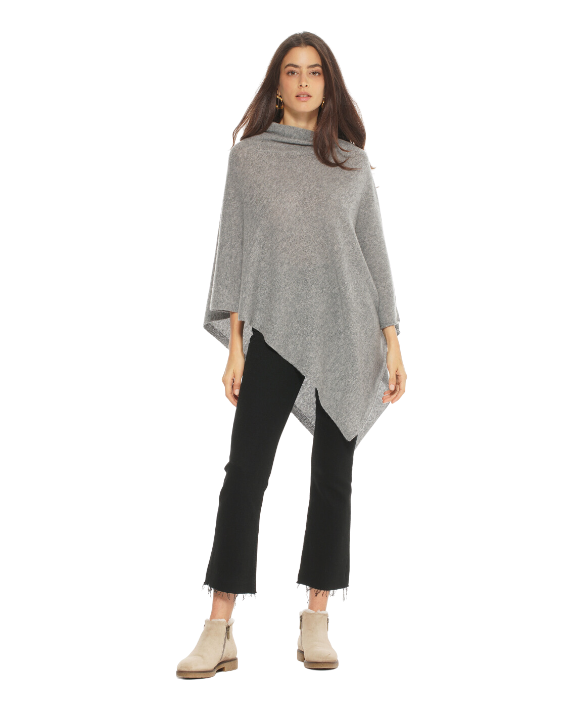 Luxury Women's Cashmere Poncho - Soft & Warm Charcoal Gray Wrap Shawl for Fall & Winter | Perfect for Travel, Office & Casual Outfits