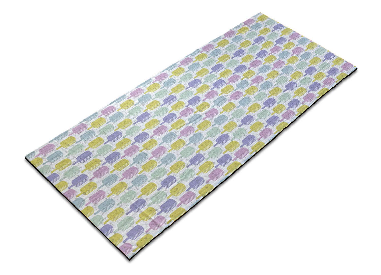 Ambesonne Non-Slip Yoga Mat Towel - Pastel Ice Cream Design, Sweat Absorbent for Yoga & Pilates, 25