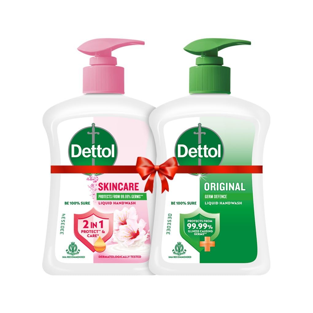 Dettol Antibacterial Hand Wash Pump Dispenser - Pack of 2 (Buy 1 Get 1 Free) | Kills 99.9% Germs | Refillable for Home, Office & Bathroom Use