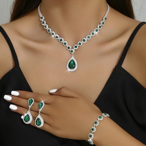 G: green necklace earrings set