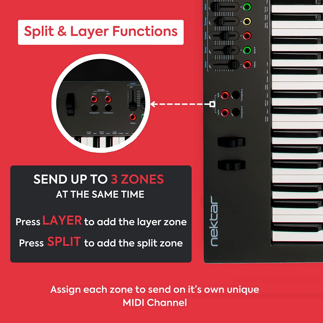 Nektar Impact LX88+ 88-Key USB MIDI Keyboard Controller with Semi-Weighted Keys - Perfect for Music Production, Studio Recording & Live Performance