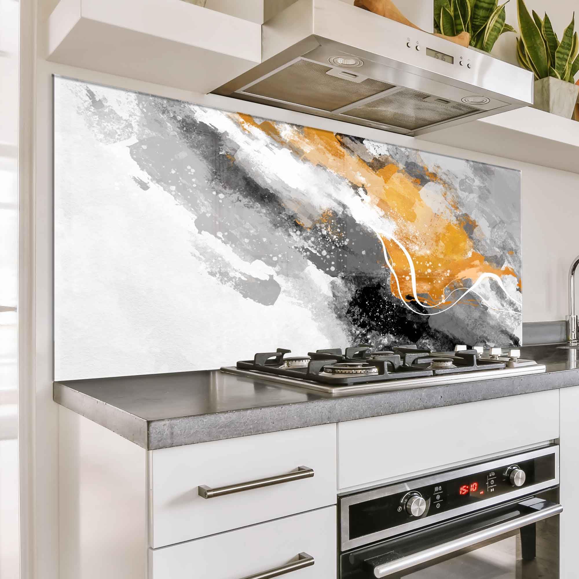 Tempered Glass Kitchen Backsplash - 30x16 Inch Heat-Resistant Stove Splash Guard, Waterproof Sink Cover & Modern Wall Decor for Home - Perfect for Cooking, Baking & Kitchen Protection
