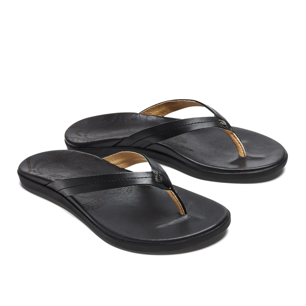 Olukai Honu Women's Sandals - Black | Comfortable & Stylish Flip Flops for Beach, Pool, and Casual Wear