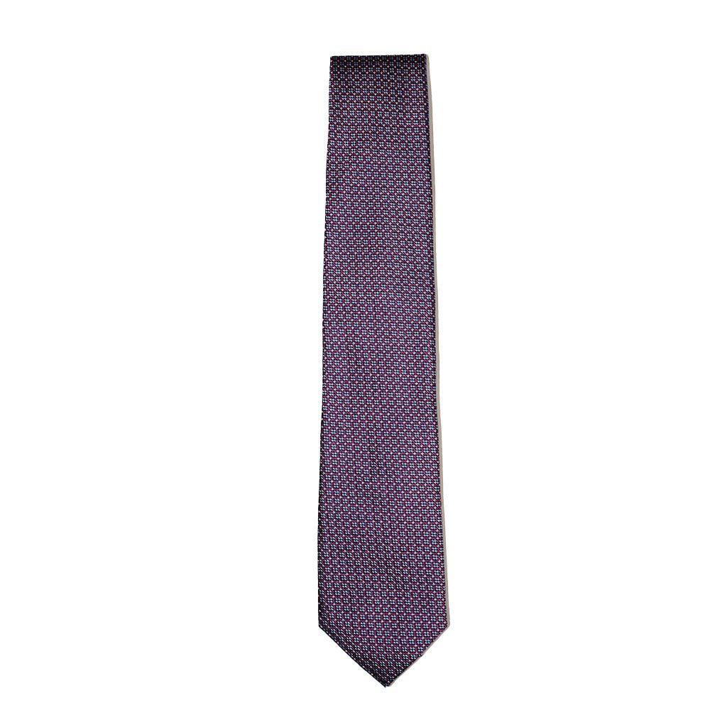 HEMLEY Printed Silk Tie for Men - Elegant Blue & Burgundy Striped Necktie - Perfect for Weddings, Business Meetings & Formal Events