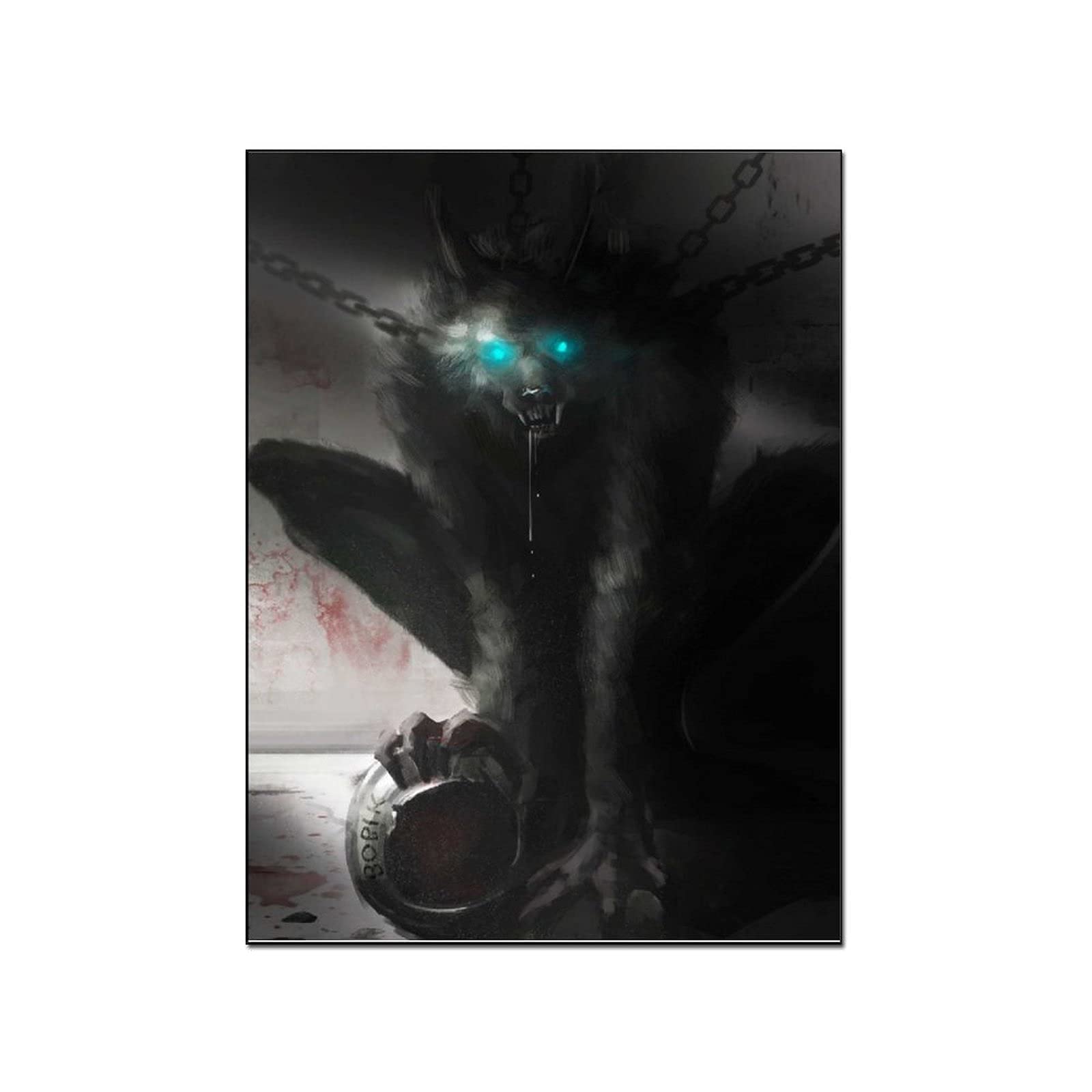 Werewolf Wall Art Canvas - Animal Poster for Living Room Decor, Gothic Home Decoration, Unique Wall Painting for Halloween & Fantasy Theme Rooms - Perfect for Bedroom, Office, or Game Room