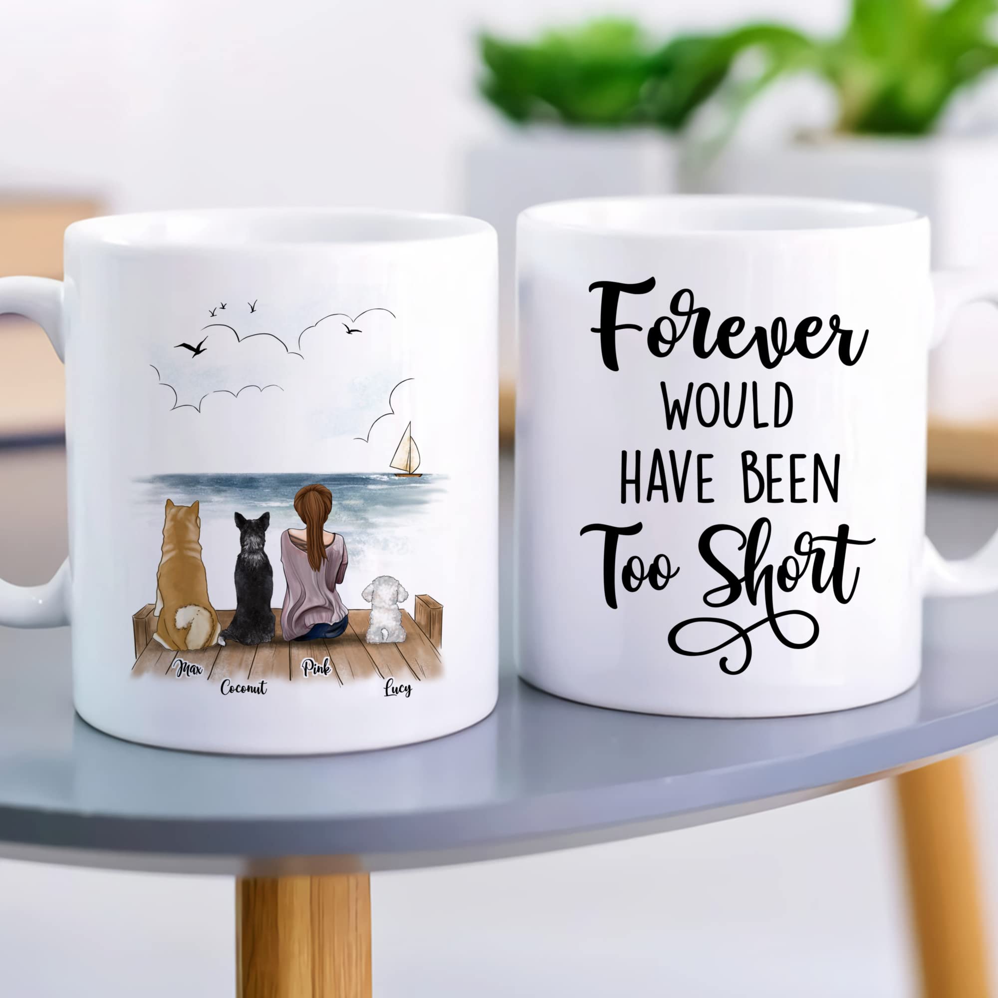 Custom Personalized Dog Mug - Unique Gift for Dog Moms & Pet Lovers, Engraved Coffee Cup with 3 Dogs Design - Perfect for Coffee, Tea, Gifts & Pet Memorials