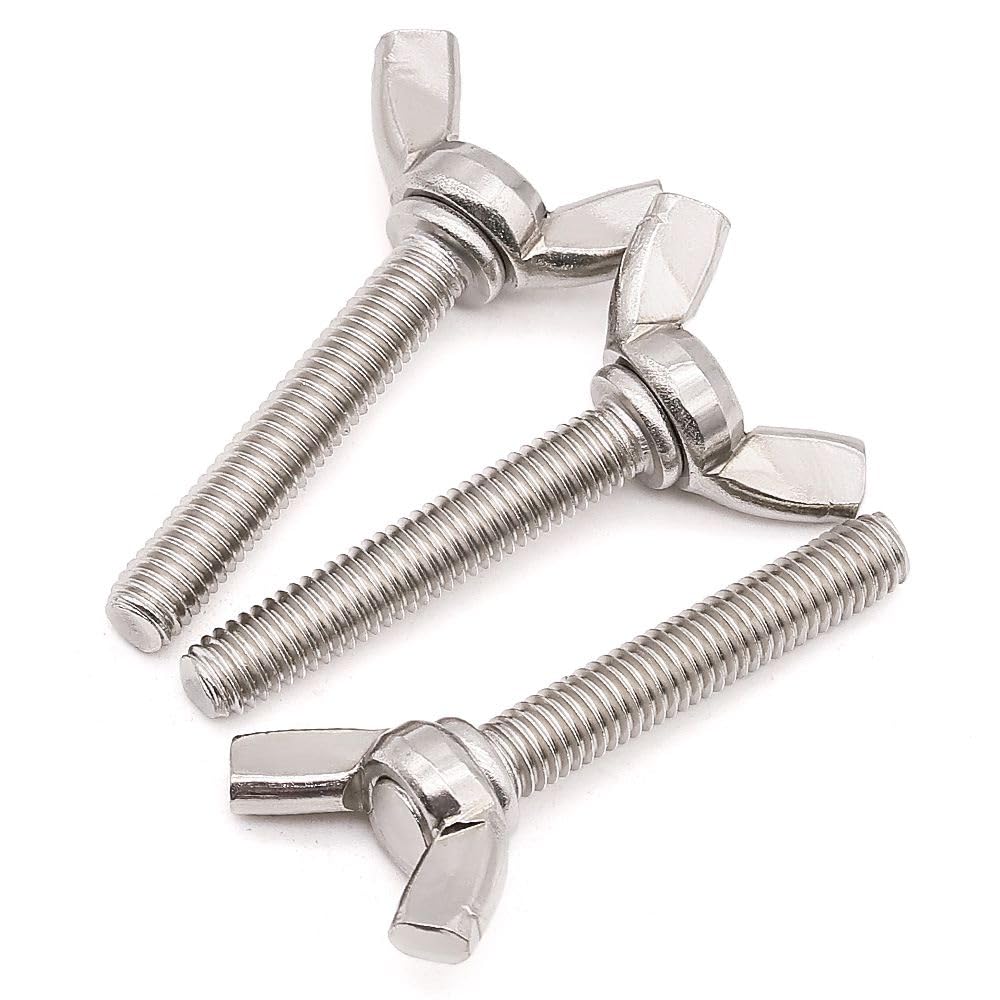 12 Pack M6-1.0 x 50mm 304 Stainless Steel Wing Bolts Thumb Screws - UNC Coarse Thread, Bright Finish - Perfect for Furniture Assembly, DIY Projects & Machinery Fastening