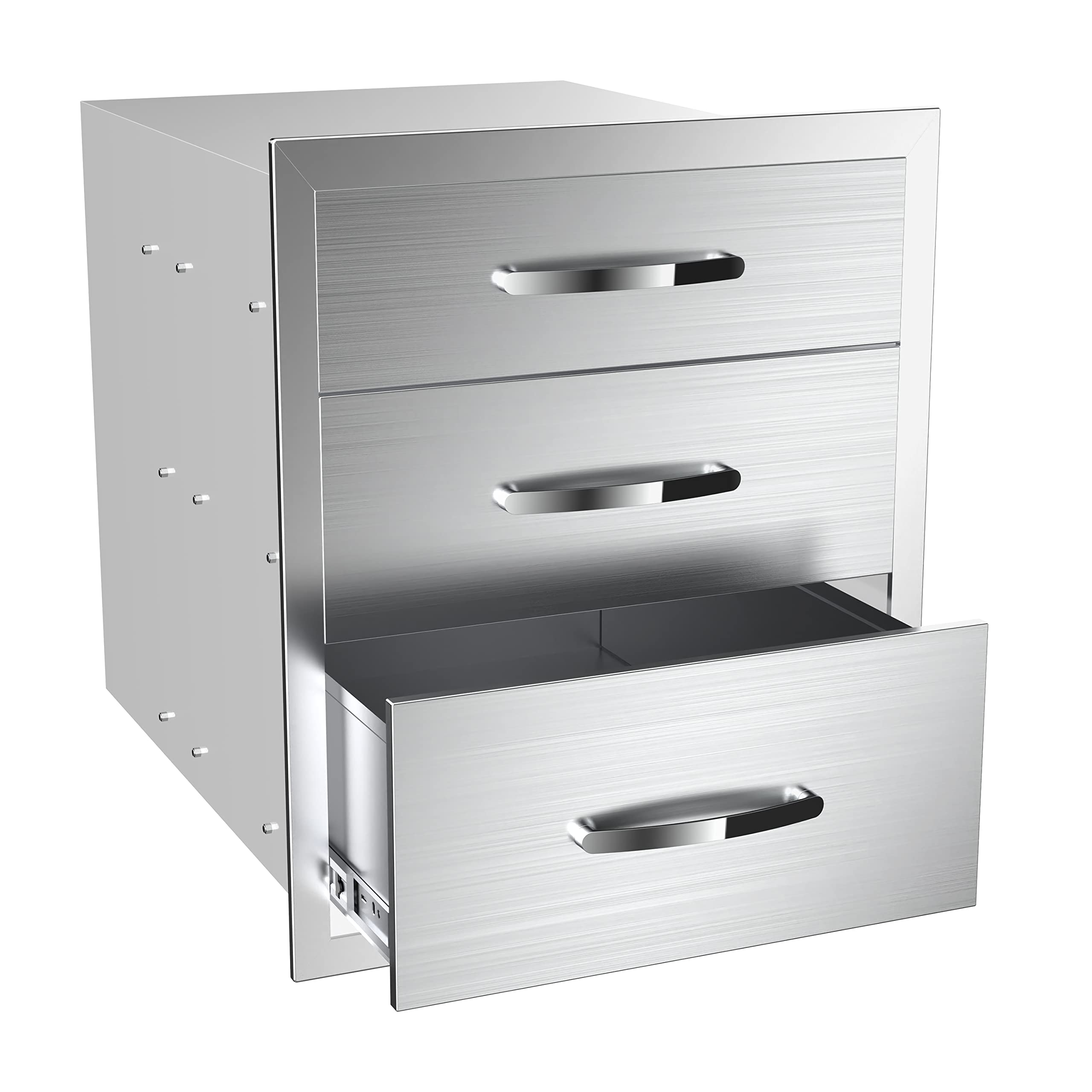 Premium Stainless Steel Outdoor Kitchen Drawer 14W x 21H x 23D Inch - Flush Mount BBQ Storage Drawer for Grill Island & Patio Cooking Station - Perfect for Backyard Entertaining, Poolside BBQs & Outdoor Dining Areas